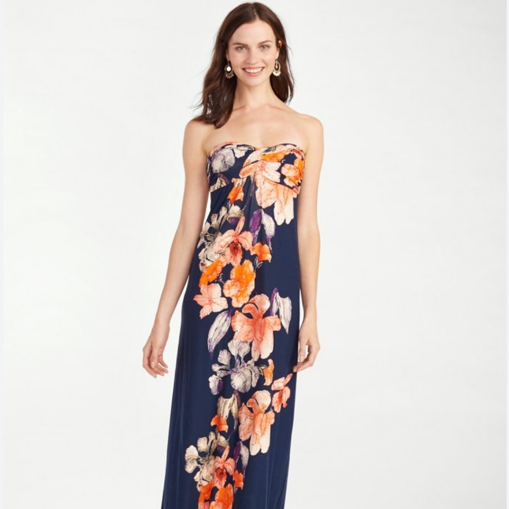 Tommy Bahama Le Grande Fleur Strapless Maxi Dress Size S
